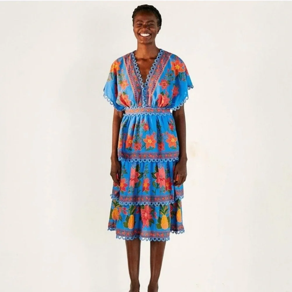 Farm Rio Tropical Tapestry Layered Dress - Picture 8 of 8